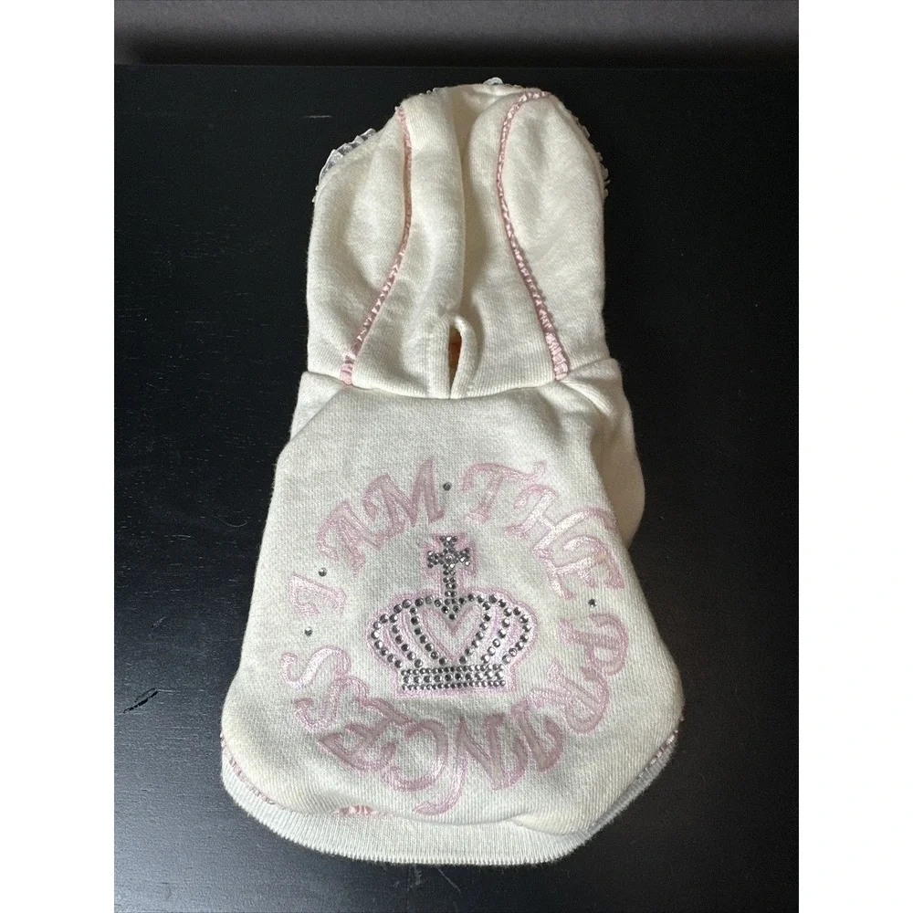 Creative Yoko Y2K Pet Dog Clothes Hooded Lace Ruffle Size Small Pink Cream